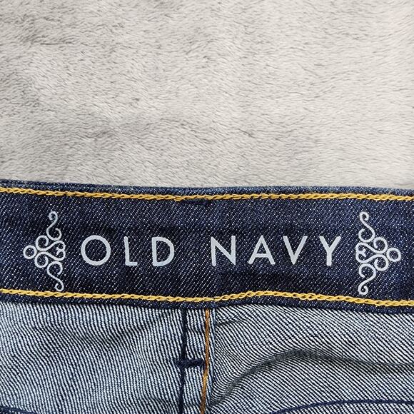 Old Navy Jeans Womens 12 Blue Dark Wash Mid Rise Flare Leg Stretch Flap Pockets - Picture 5 of 13